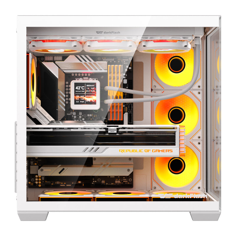 DarkFlash C280 computer case (white) + 7 fans
