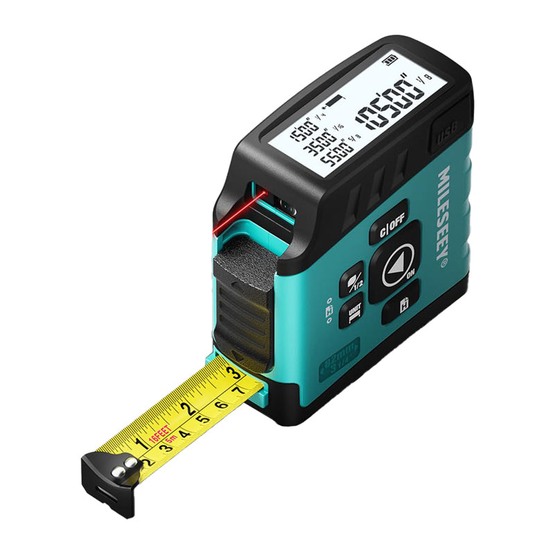 Mileseey DT20 Laser Distance Measurer with a 40-meter measuring tape
