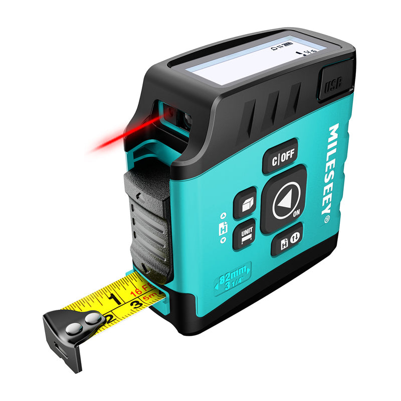 Mileseey DT20 Laser Distance Measurer with a 40-meter measuring tape