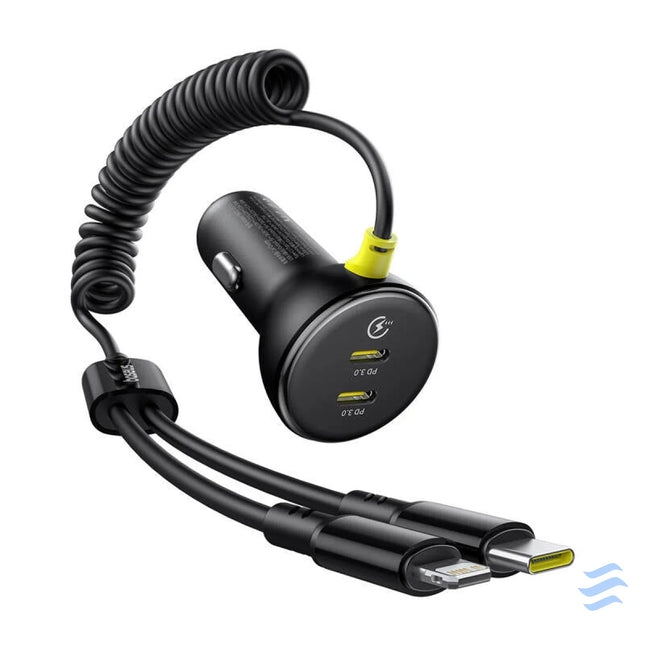 60W Baseus USB C car charger + Lightning cable (Black) Car chargers
