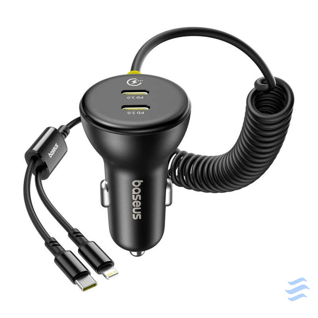 60W Baseus USB C car charger + Lightning cable (Black) Car chargers