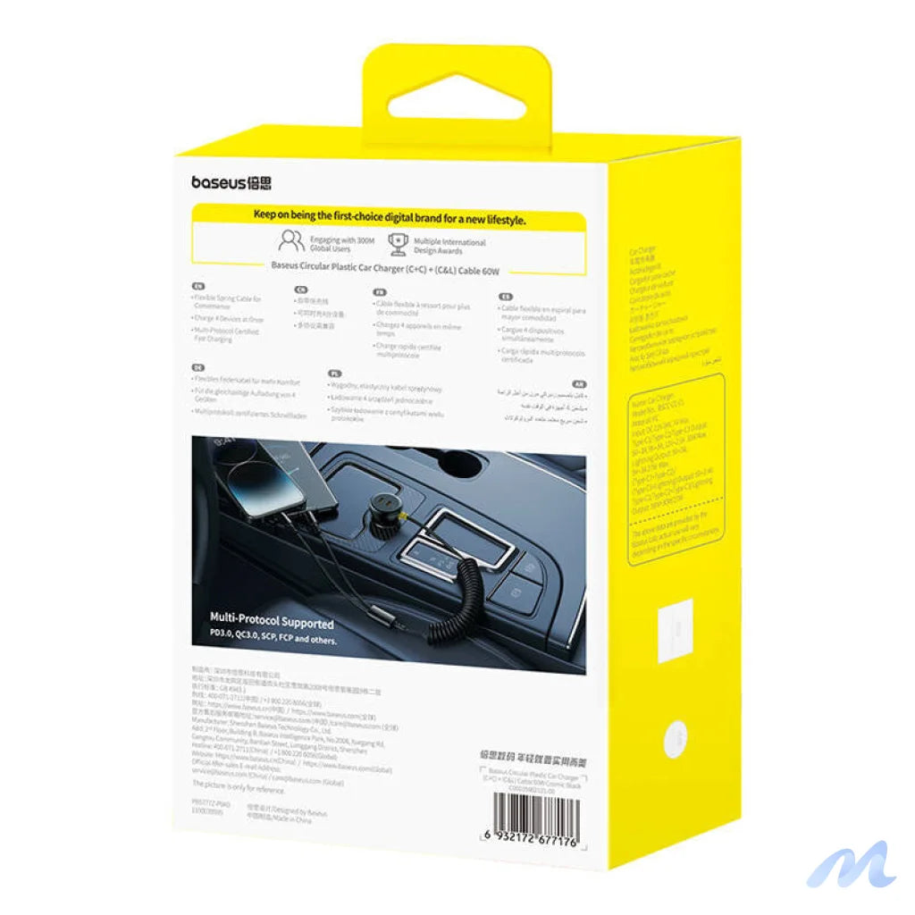 60W Baseus USB-C car charger + Lightning cable (Black)