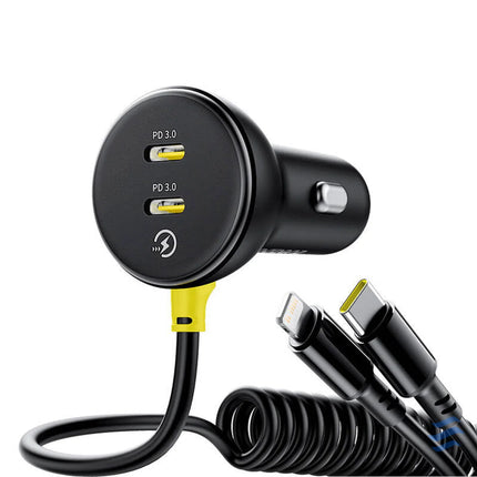 60W Baseus USB C car charger + Lightning cable (Black) Car chargers