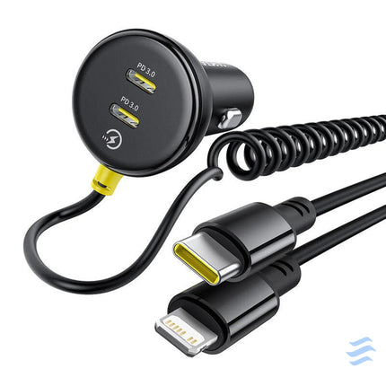60W Baseus USB C car charger + Lightning cable (Black) Car chargers