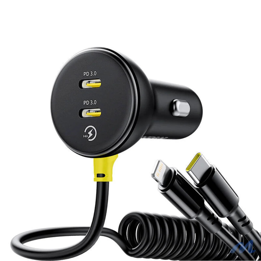 60W Baseus USB-C car charger + Lightning cable (Black)