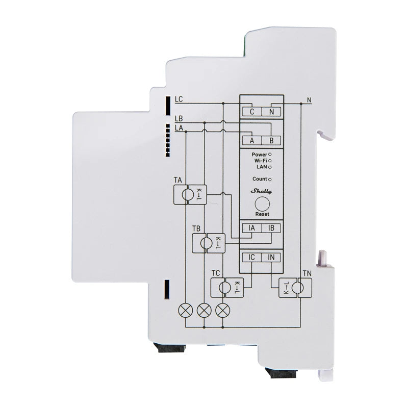 Shelly PRO 3EM 120A 3-way WiFi/Bluetooth/Matter Electricity Meter