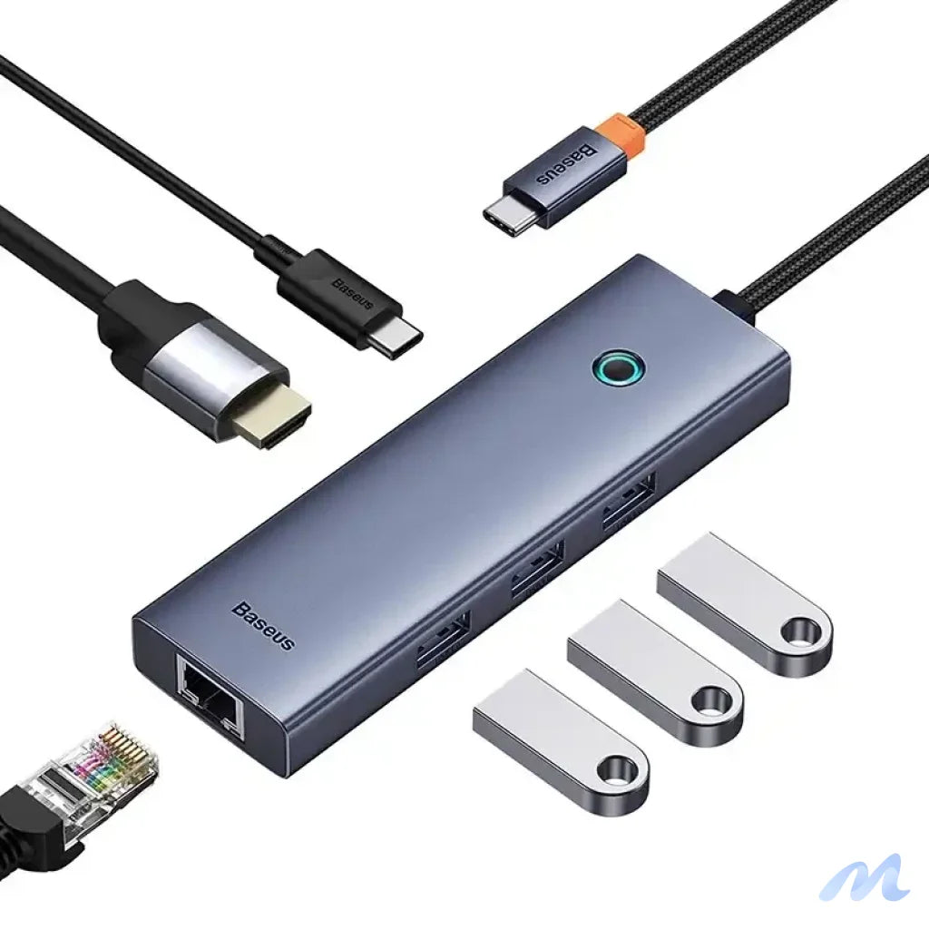 6in1 Hub Baseus  UltraJoy USB-C do HDMI4K@30Hz1+3xUSB 3.0+PD+RJ45 (space grey)