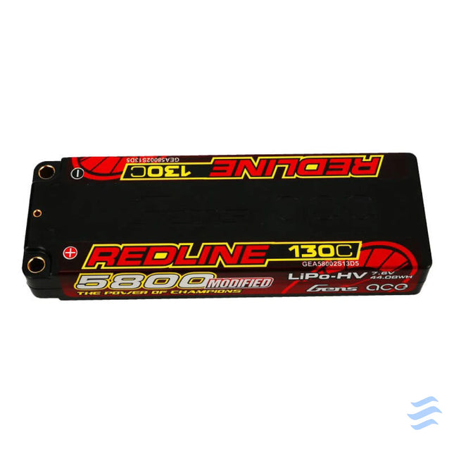 Accumulator Gens ace Redline Series 5800mAh 7.6V 130C 2S1P HardCase 56# HV Ultra LCG LiPo Lithium and NiMH