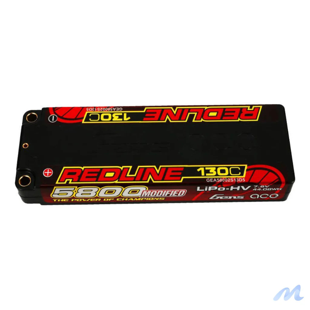 Accumulator Gens ace Redline Series 5800mAh 7.6V 130C 2S1P HardCase 56# HV Ultra LCG LiPo