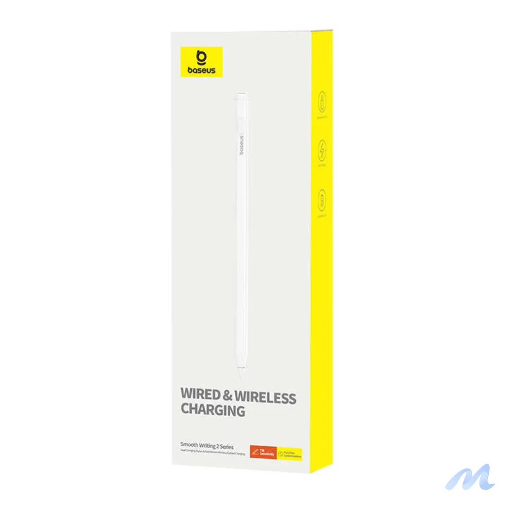 Active stylus Baseus Smooth Writing Series with wireless and cabled charging (White)