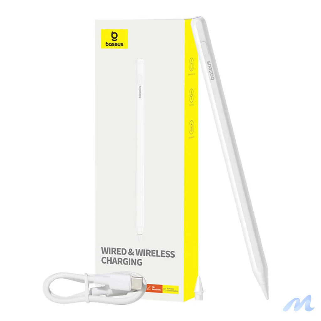 Active stylus Baseus Smooth Writing Series with wireless and cabled charging (White)