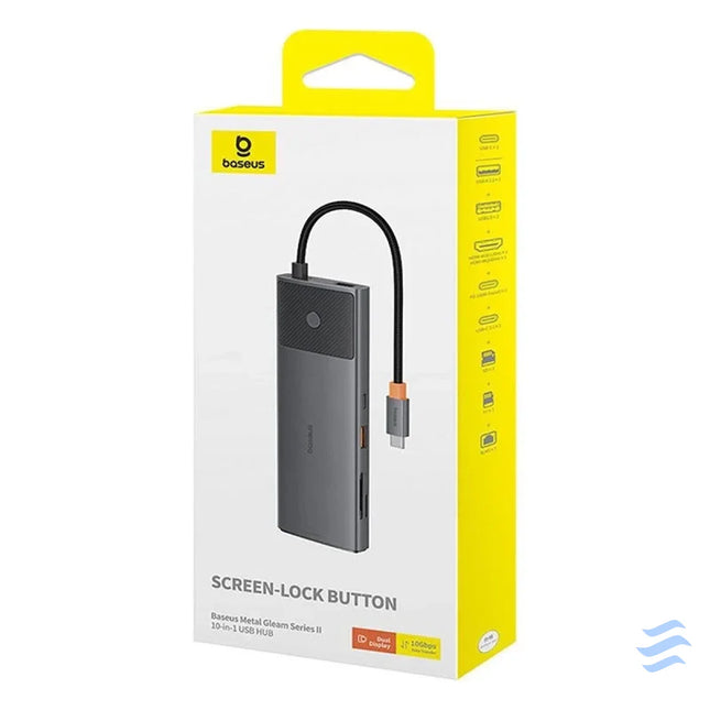 Adapter Hub 10in1 Baseus USB C 2xHDMI 3xUSB A USB C RJ45 SD/TF PD (black) Hubs