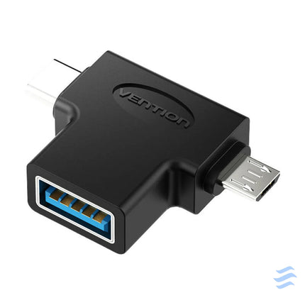 Adapter OTG USB 3.0 to USB C and Micro USB Vention CDIB0 Adapters connectors and converters