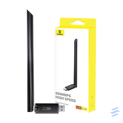 Adapter WiFi with antenna Baseus FastJoy 650Mbps (czarny) Adapters connectors and converters