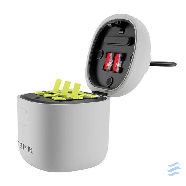 Allin box Telesin waterproof three channel charger + 2 batteries for GoPro Hero 12 / Hero 11 / Hero 10 / Hero 9 (GP BTR