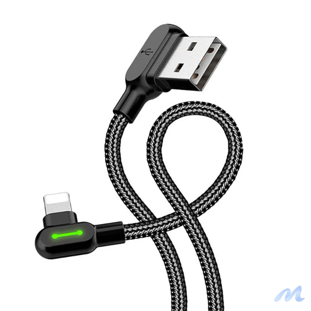 Angle USB Lightning Cable Mcdodo CA-4671 LED, 1.2m (Black)