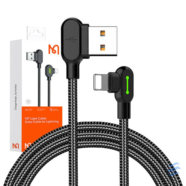 Angle USB Lightning Cable Mcdodo CA 4671 LED 1.2m (Black) USB to Lightning