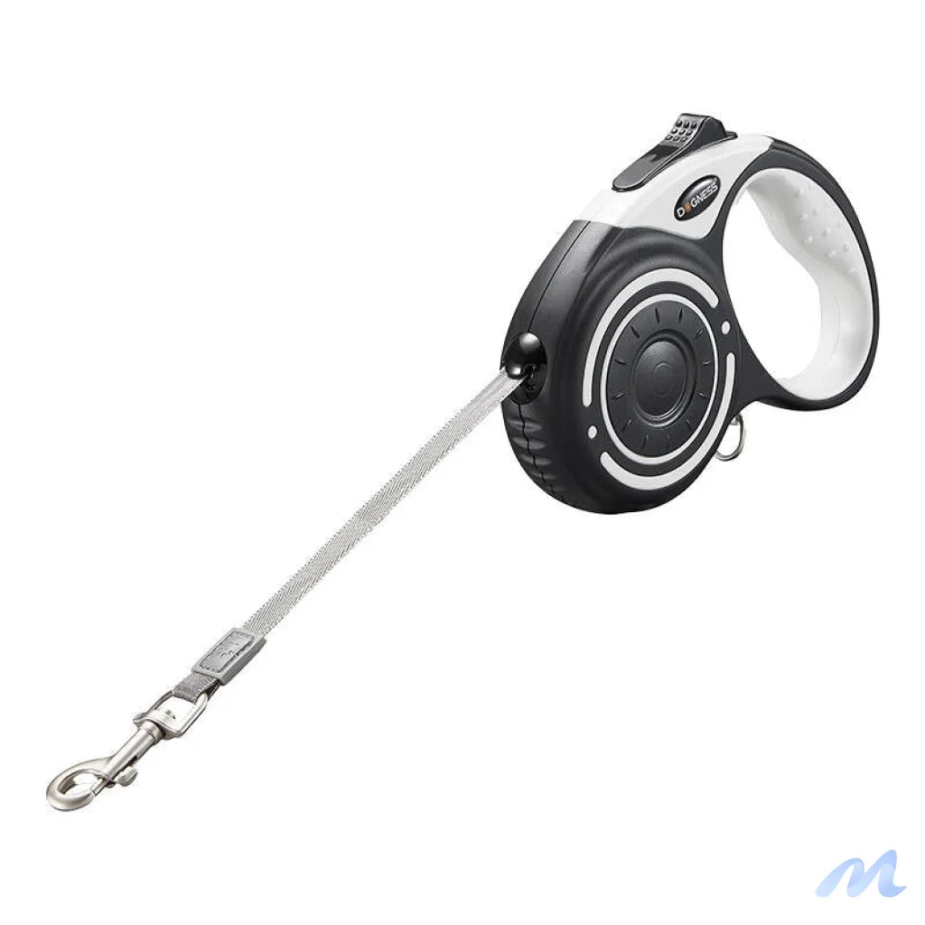 Automatic leash 5m with flashlight and bag container and Dogness bags (gray)