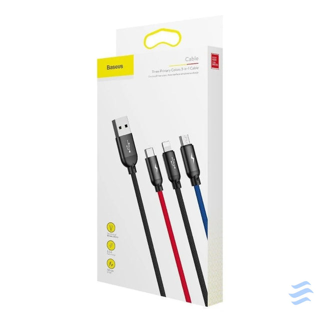 Baseus 3in1 Cable USB C / Lightning / Micro 3,5A 0,3m (Black) Combo Cables