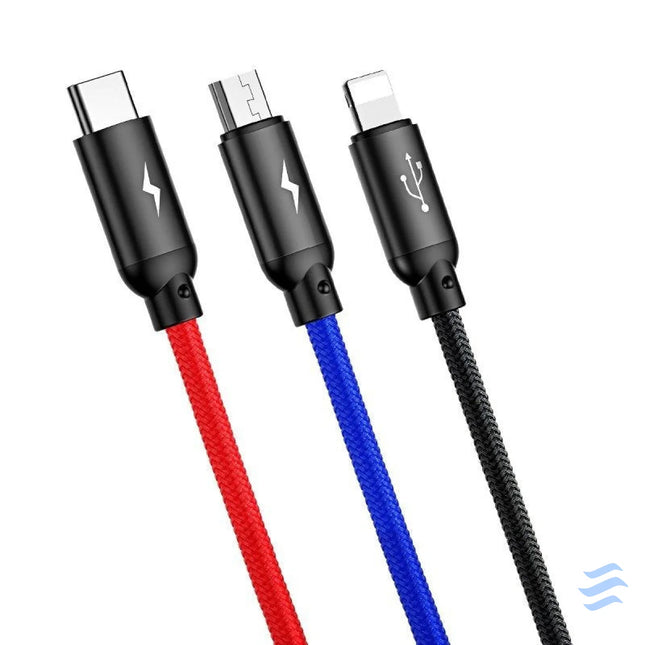 Baseus 3in1 Cable USB C / Lightning / Micro 3,5A 0,3m (Black) Combo Cables