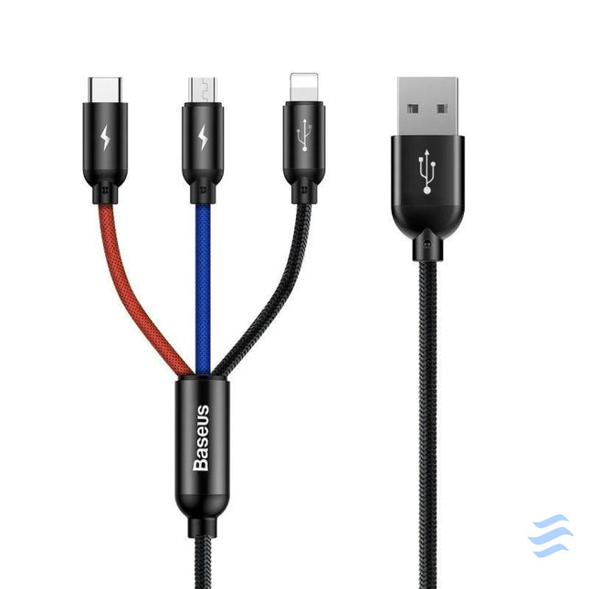 Baseus 3in1 Cable USB C / Lightning / Micro 3,5A 0,3m (Black) Combo Cables