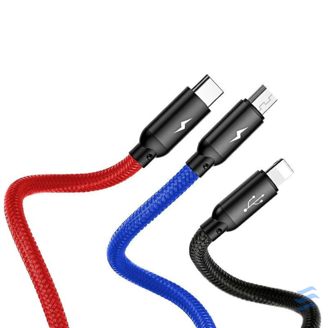 Baseus 3in1 Cable USB C / Lightning / Micro 3,5A 0,3m (Black) Combo Cables