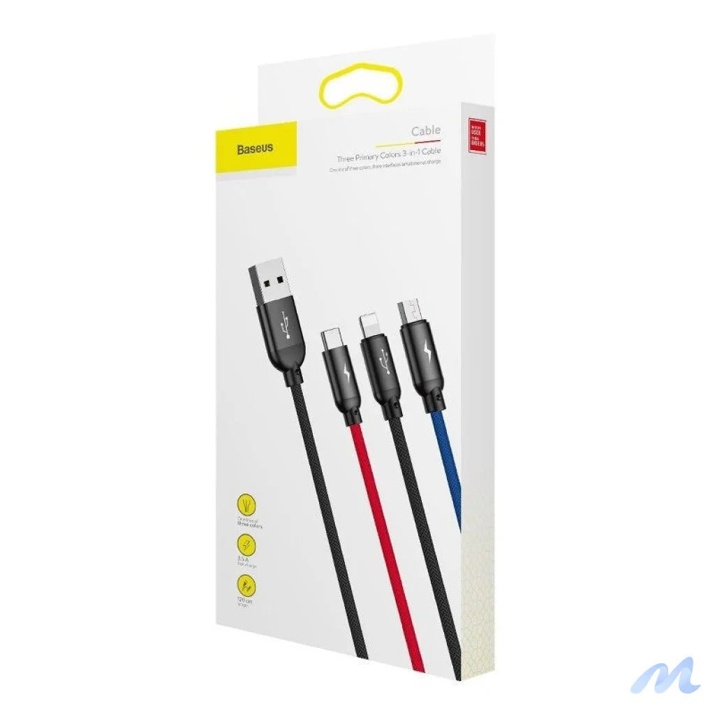 Baseus 3in1 Cable USB-C / Lightning / Micro 3,5A 0,3m (Black)