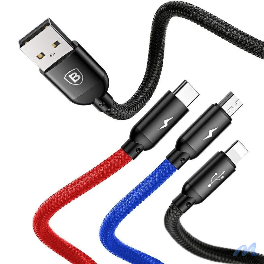 Baseus 3in1 Cable USB-C / Lightning / Micro 3,5A 0,3m (Black)