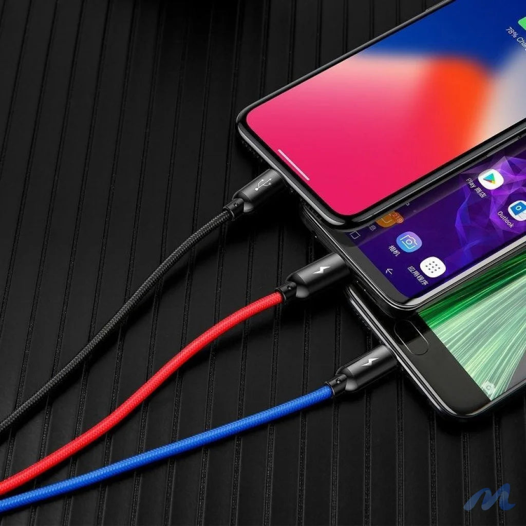 Baseus 3in1 Cable USB-C / Lightning / Micro 3,5A 0,3m (Black)