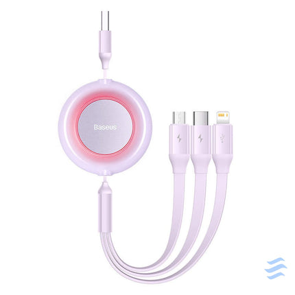 Baseus Bright Mirror 2 3 in 1 USB 3 in 1 cable for micro USB / USB C / Lightning 3.5A 1.1m (Purple) Combo Cables