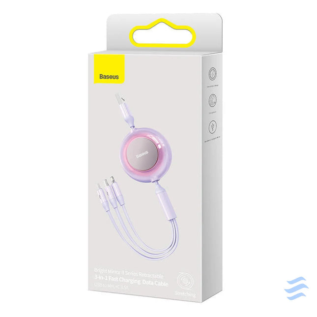 Baseus Bright Mirror 2 3 in 1 USB 3 in 1 cable for micro USB / USB C / Lightning 3.5A 1.1m (Purple) Combo Cables
