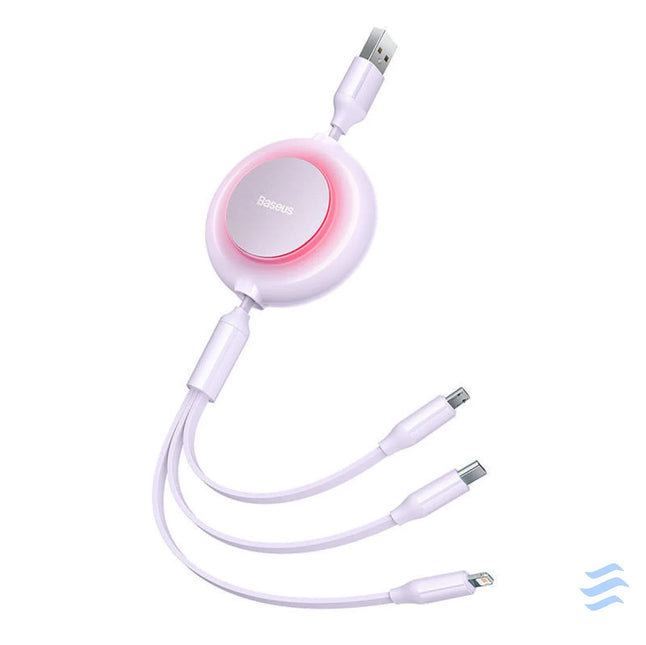 Baseus Bright Mirror 2 3 in 1 USB 3 in 1 cable for micro USB / USB C / Lightning 3.5A 1.1m (Purple) Combo Cables