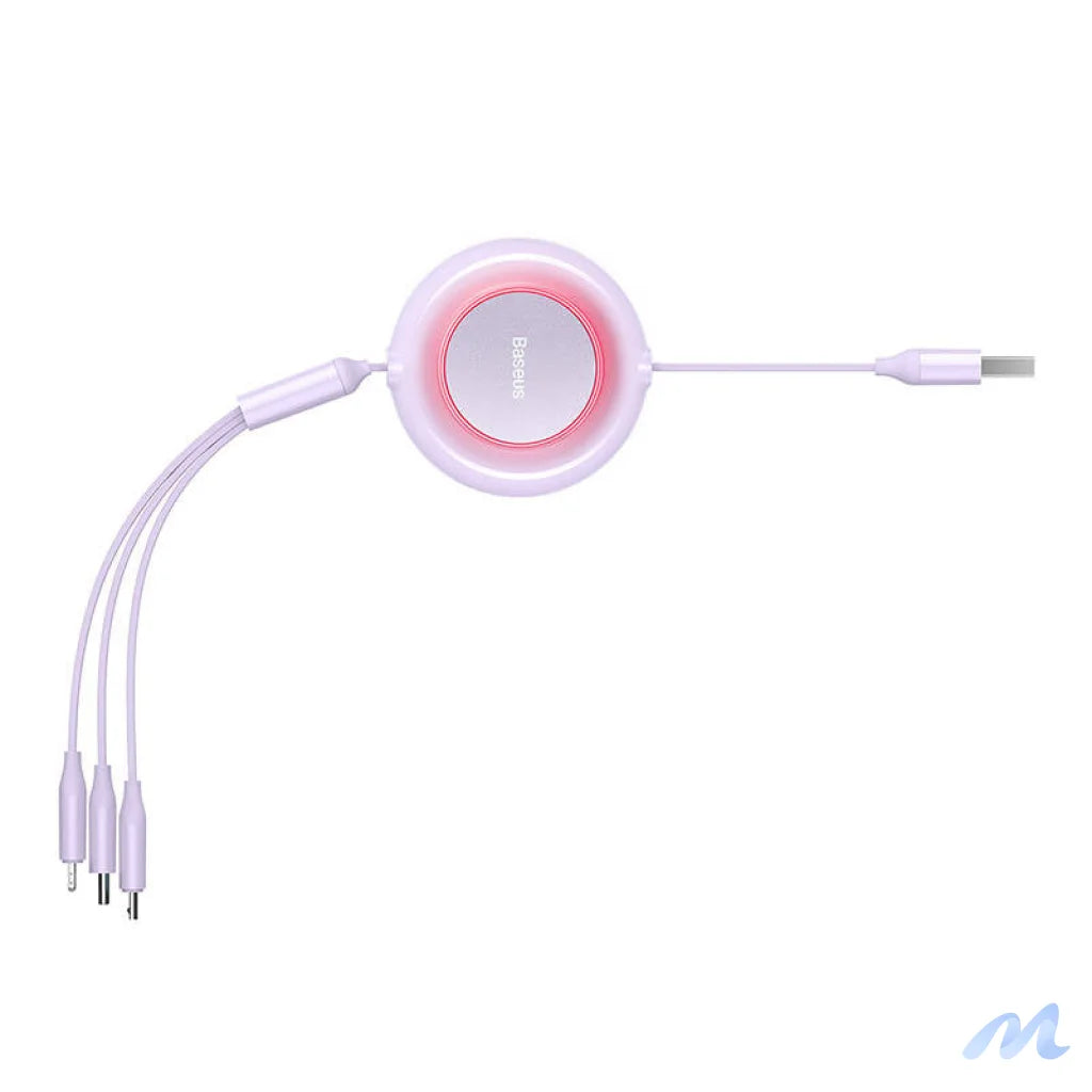 Baseus Bright Mirror 2, 3-in-1  USB 3-in-1 cable for micro USB / USB-C / Lightning 3.5A 1.1m (Purple)