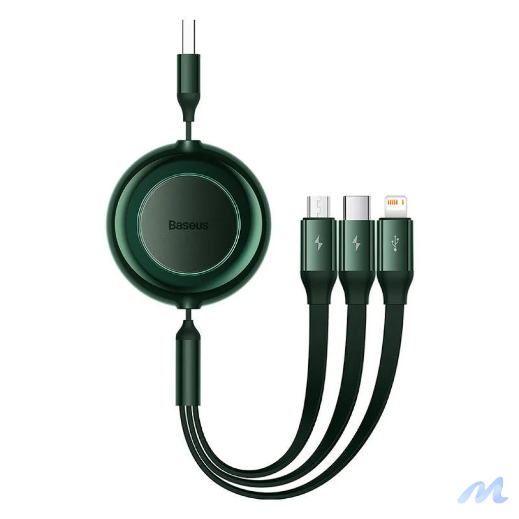 Baseus Bright Mirror 2, USB 3-in-1 cable for micro USB / USB-C / Lightning 3.5A 1.1m (Green)