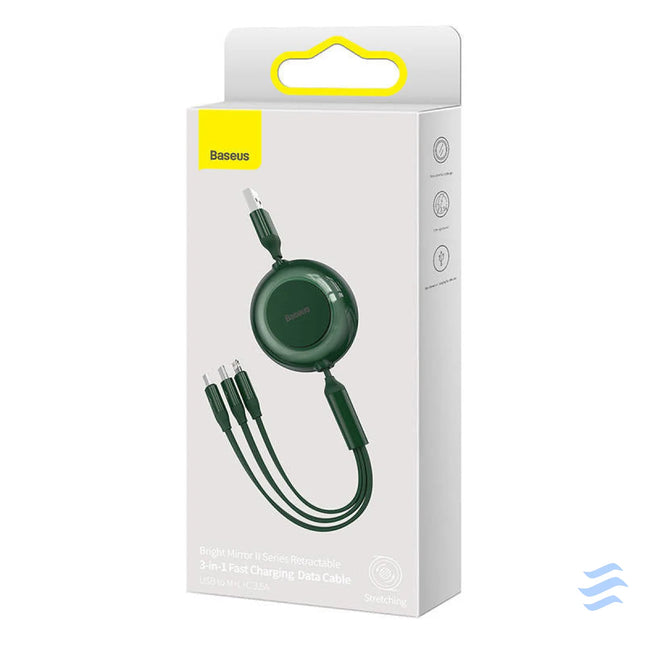 Baseus Bright Mirror 2 USB 3 in 1 cable for micro USB / USB C / Lightning 3.5A 1.1m (Green) Combo Cables