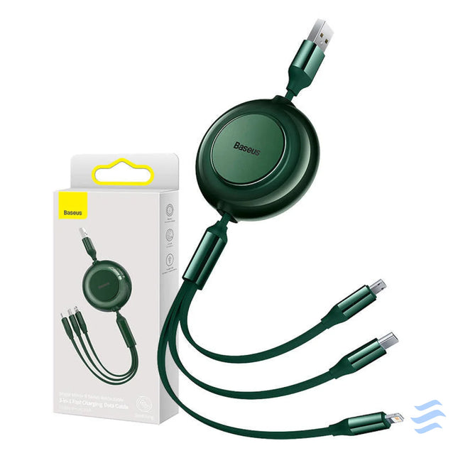 Baseus Bright Mirror 2 USB 3 in 1 cable for micro USB / USB C / Lightning 3.5A 1.1m (Green) Combo Cables