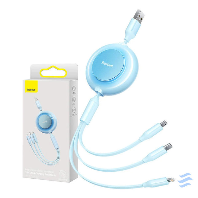 Baseus Bright Mirror 2 USB 3 in 1 cable for micro USB / USB C / Lightning 3.5A 1.1m (Sky blue) Combo Cables