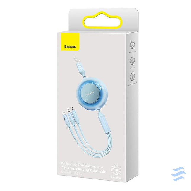 Baseus Bright Mirror 2 USB 3 in 1 cable for micro USB / USB C / Lightning 3.5A 1.1m (Sky blue) Combo Cables