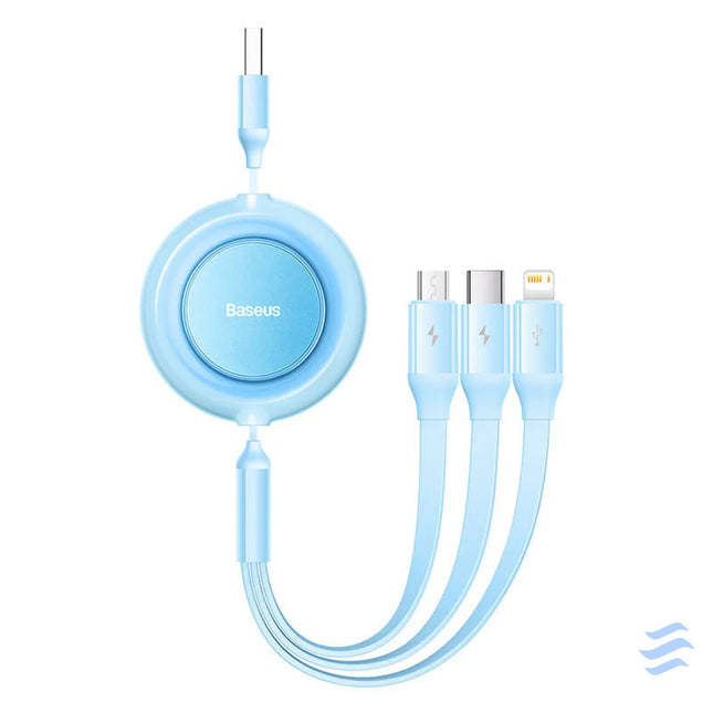 Baseus Bright Mirror 2 USB 3 in 1 cable for micro USB / USB C / Lightning 3.5A 1.1m (Sky blue) Combo Cables