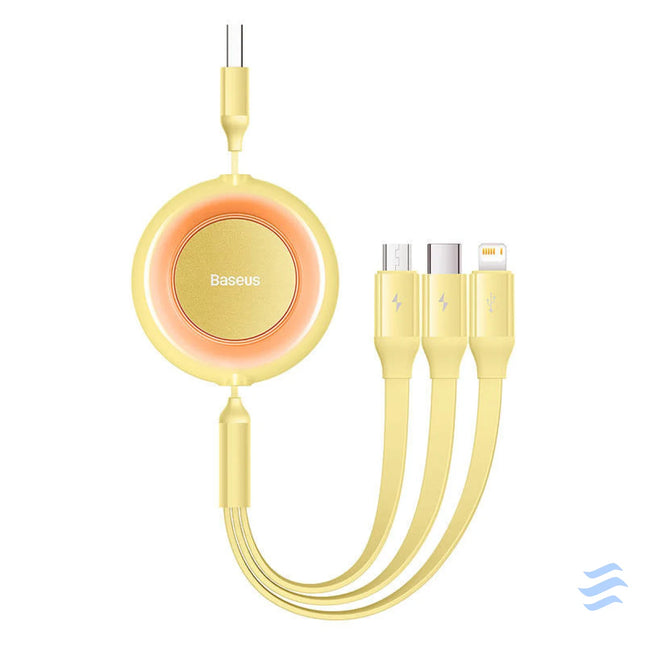 Baseus Bright Mirror 2 USB 3 in 1 cable for micro USB / USB C / Lightning 3.5A 1.1m (Yellow) Combo Cables