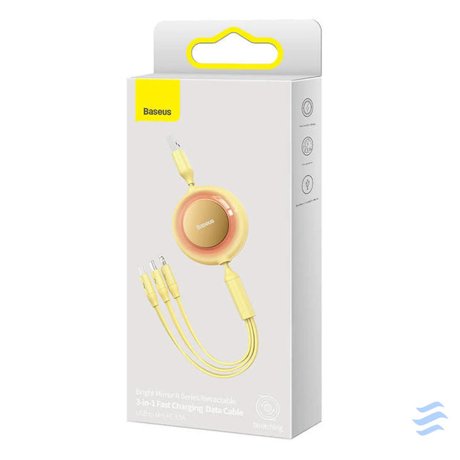 Baseus Bright Mirror 2 USB 3 in 1 cable for micro USB / USB C / Lightning 3.5A 1.1m (Yellow) Combo Cables