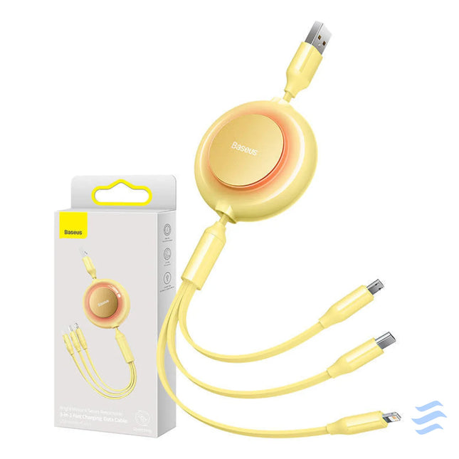 Baseus Bright Mirror 2 USB 3 in 1 cable for micro USB / USB C / Lightning 3.5A 1.1m (Yellow) Combo Cables