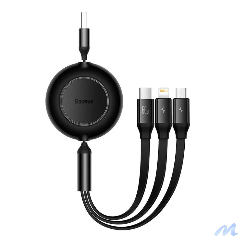 Baseus Bright Mirror 3, USB 3-in-1 cable for micro USB / USB-C / Lightning 66W / 2A 1.1m (Black)