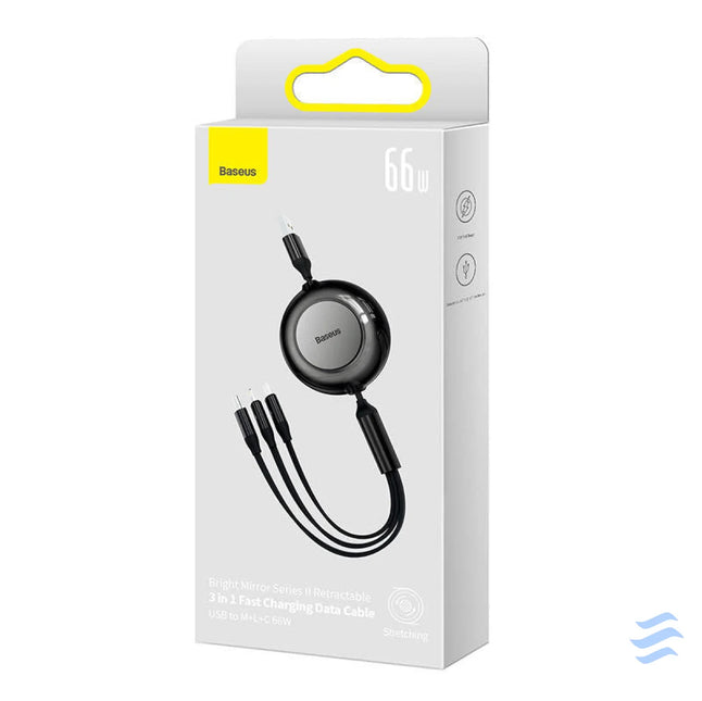 Baseus Bright Mirror 3 USB 3 in 1 cable for micro USB / USB C / Lightning 66W / 2A 1.1m (Black) Combo Cables