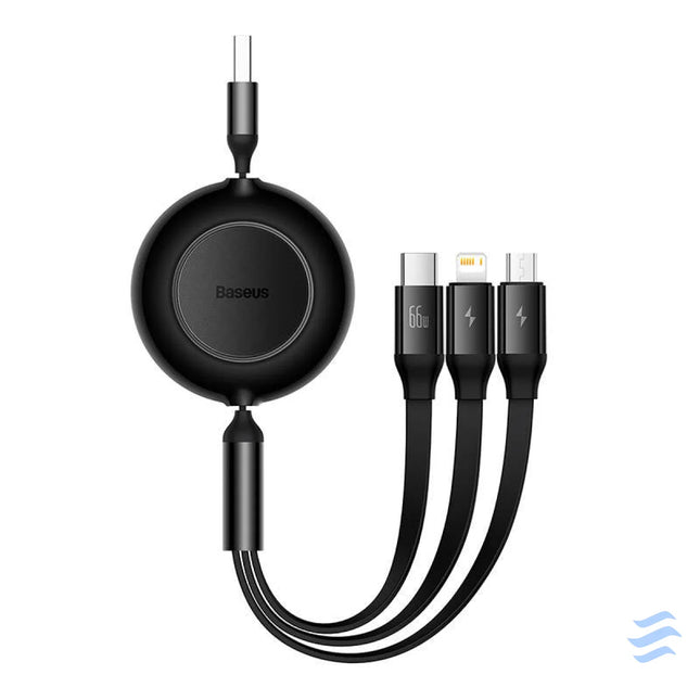 Baseus Bright Mirror 3 USB 3 in 1 cable for micro USB / USB C / Lightning 66W / 2A 1.1m (Black) Combo Cables