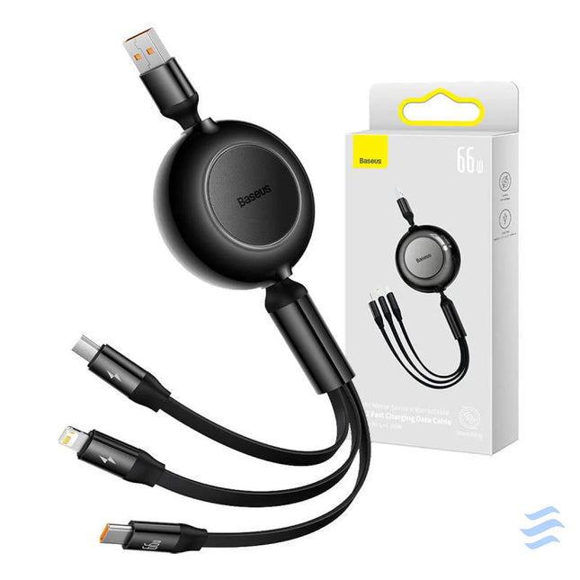 Baseus Bright Mirror 3 USB 3 in 1 cable for micro USB / USB C / Lightning 66W / 2A 1.1m (Black) Combo Cables