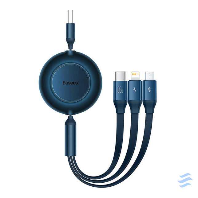 Baseus Bright Mirror 3 USB 3 in 1 cable for micro USB / USB C / Lightning 66W / 2A 1.1m (Blue) Combo Cables