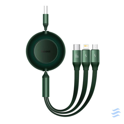 Baseus Bright Mirror 3 USB 3 in 1 cable for micro USB / USB C / Lightning 66W / 2A 1.1m (Green) Combo Cables