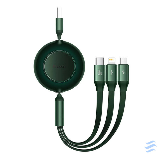 Baseus Bright Mirror 3 USB 3 in 1 cable for micro USB / USB C / Lightning 66W / 2A 1.1m (Green) Combo Cables
