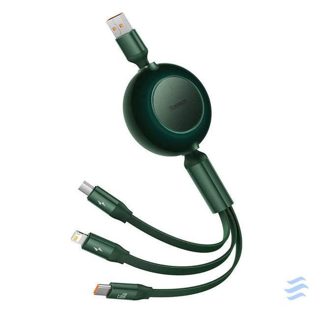 Baseus Bright Mirror 3 USB 3 in 1 cable for micro USB / USB C / Lightning 66W / 2A 1.1m (Green) Combo Cables
